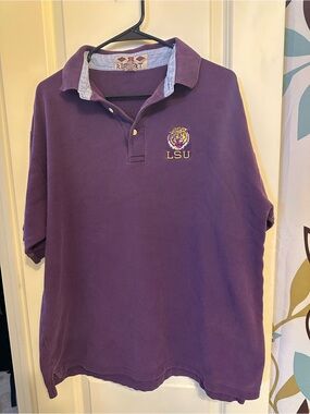 LSU Embroidered Purple Polo Shirt by Resort